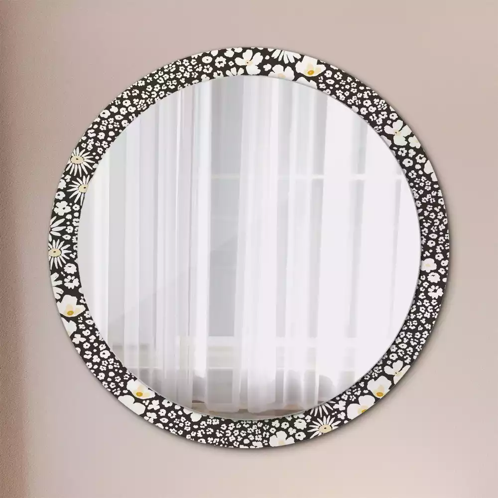 Miroir rond avec décoration Marguerites