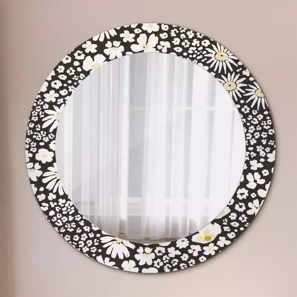 Miroir rond avec décoration Marguerites