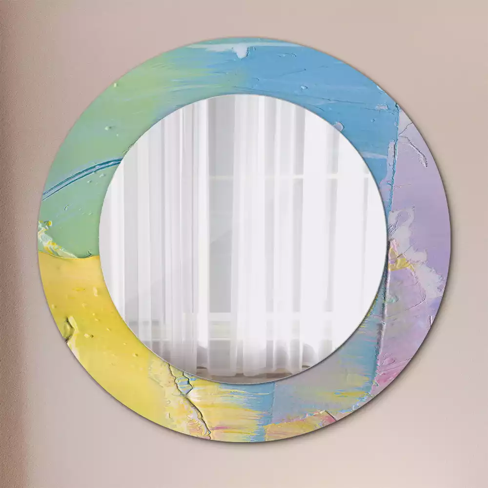 Miroir rond cadre avec impression Texture peinture à l’huile