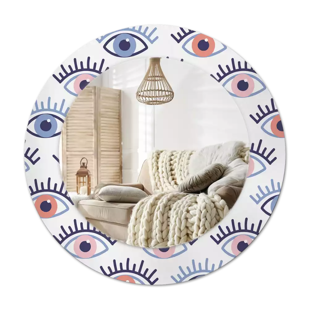 Miroir rond imprimé Yeux
