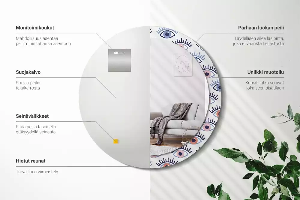 Miroir rond imprimé Yeux