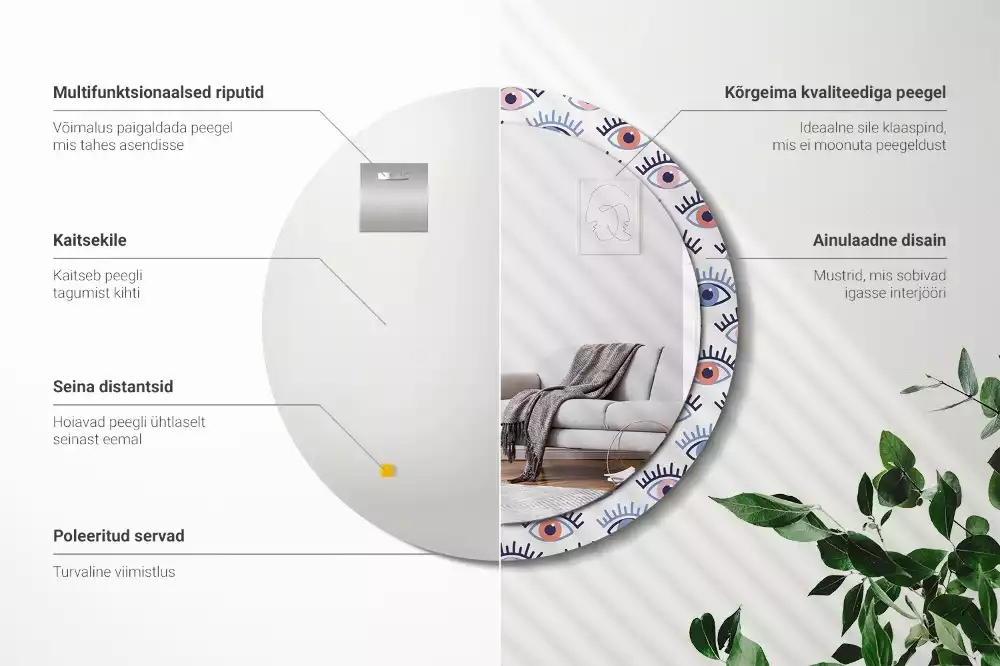 Miroir rond imprimé Yeux