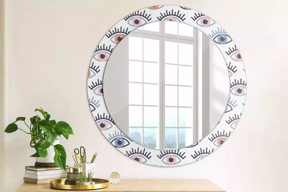 Miroir rond imprimé Yeux
