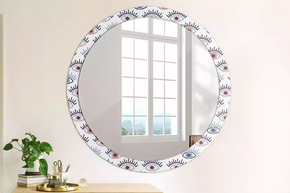 Miroir rond imprimé Yeux