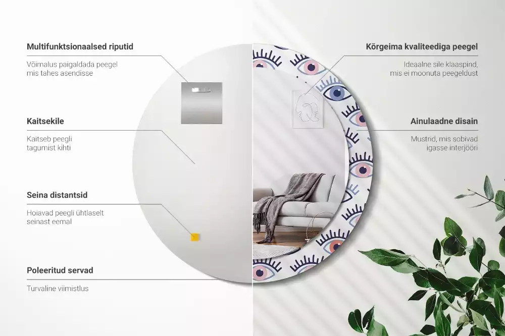 Miroir rond imprimé Yeux