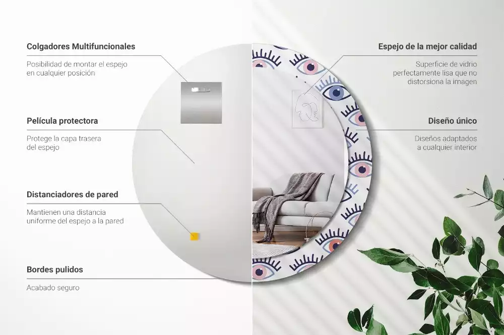 Miroir rond imprimé Yeux