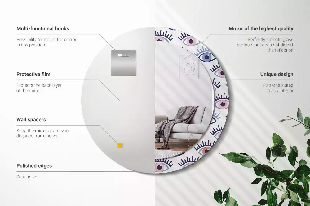 Miroir rond imprimé Yeux