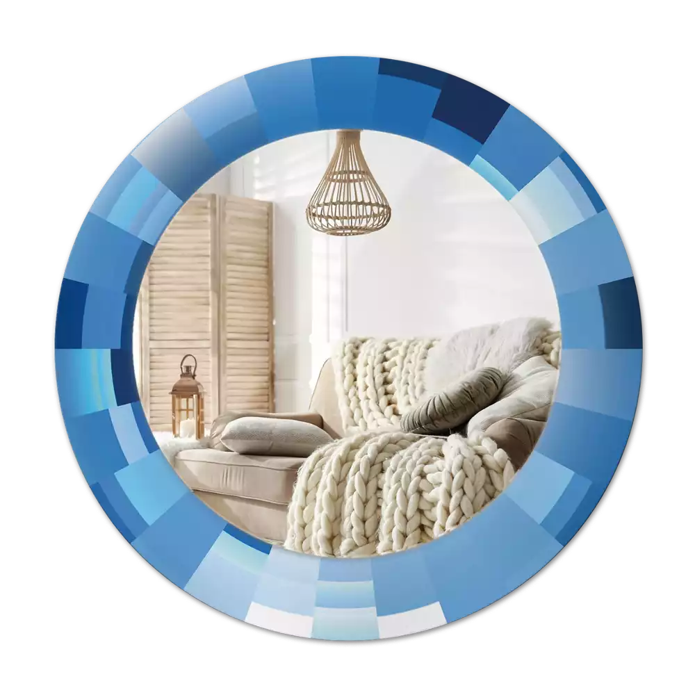 Miroir rond imprimé Abstrait bleu