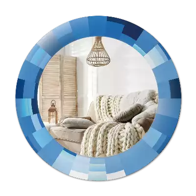 Miroir rond imprimé Abstrait bleu
