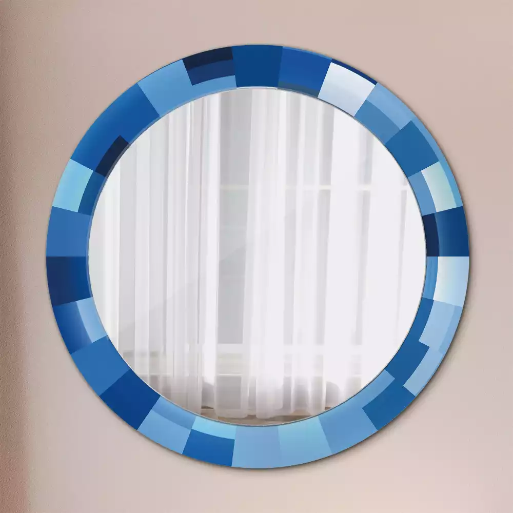 Miroir rond imprimé Abstrait bleu