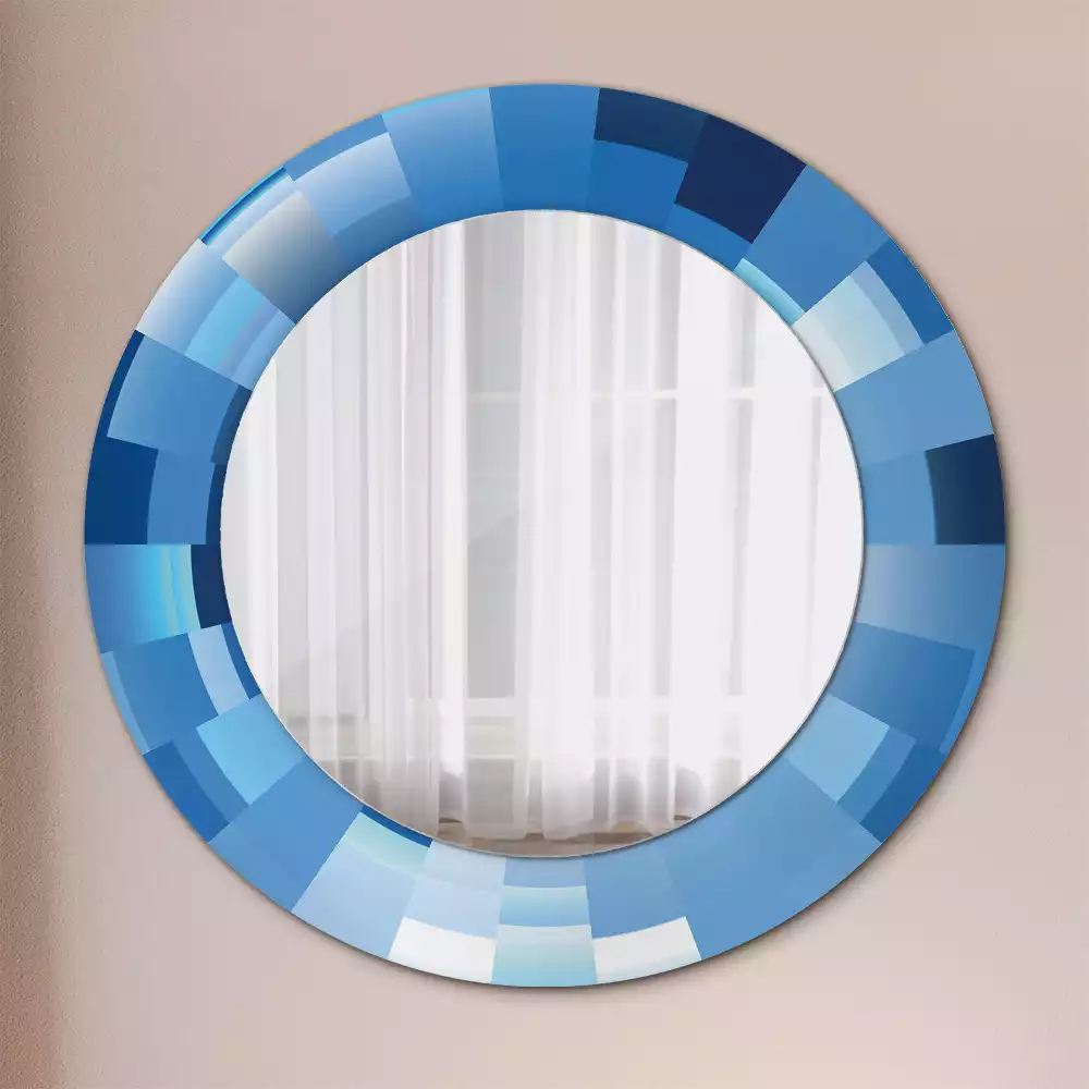 Miroir rond imprimé Abstrait bleu