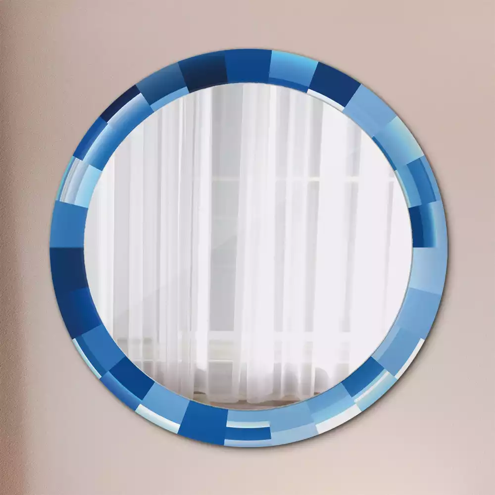 Miroir rond imprimé Abstrait bleu