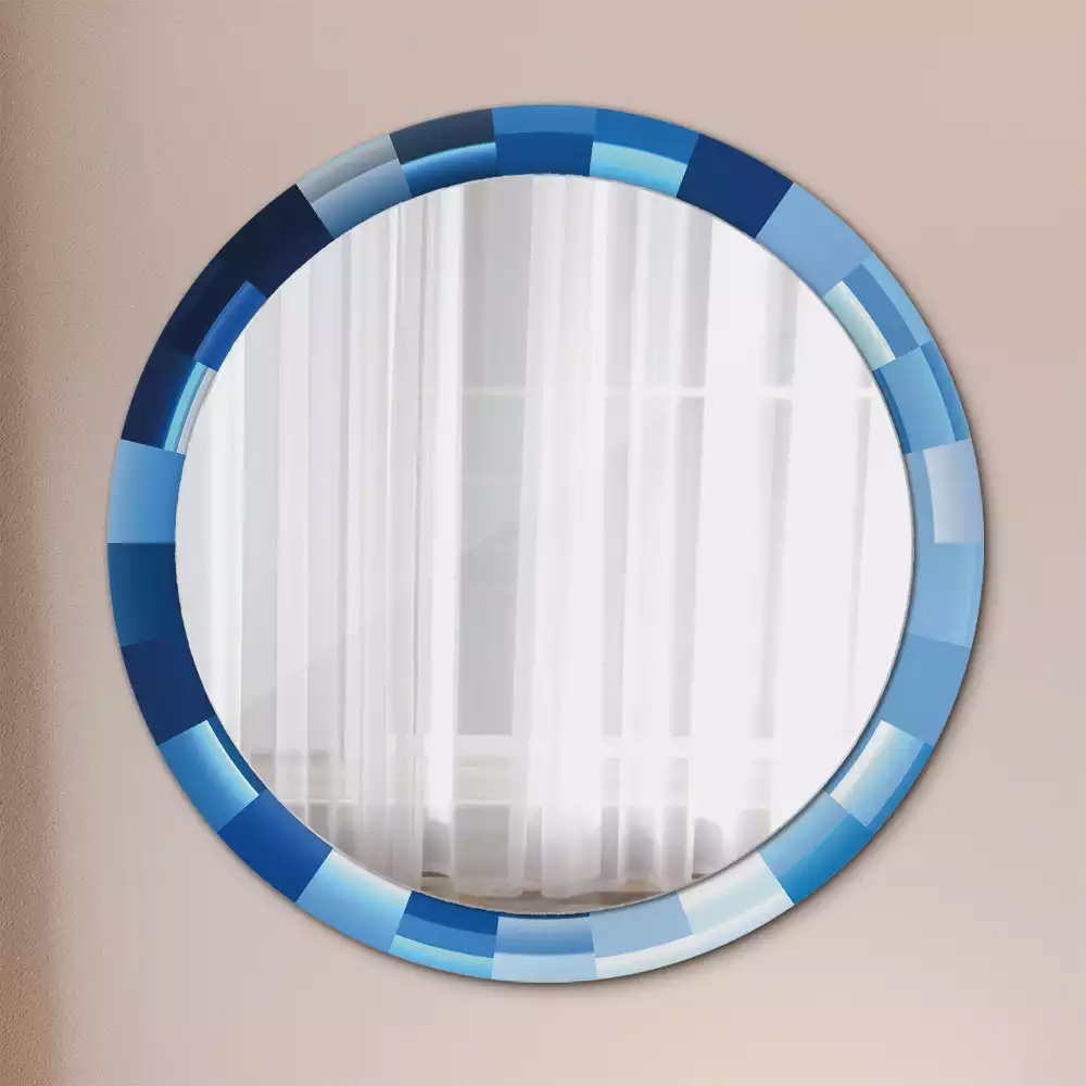Miroir rond imprimé Abstrait bleu