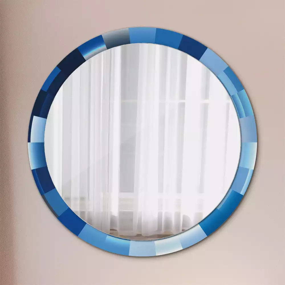 Miroir rond imprimé Abstrait bleu