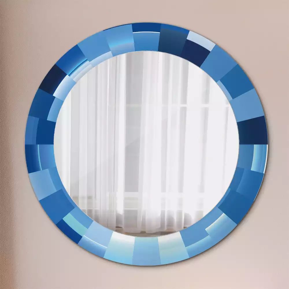 Miroir rond imprimé Abstrait bleu