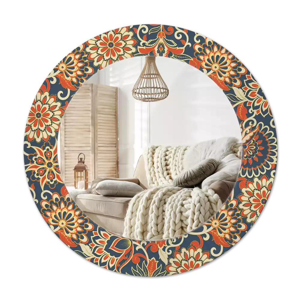 Miroir rond avec décoration Fleurs rétro