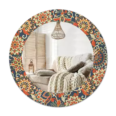 Miroir rond avec décoration Fleurs rétro