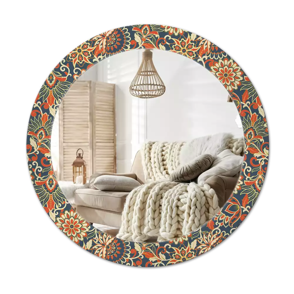 Miroir rond avec décoration Fleurs rétro