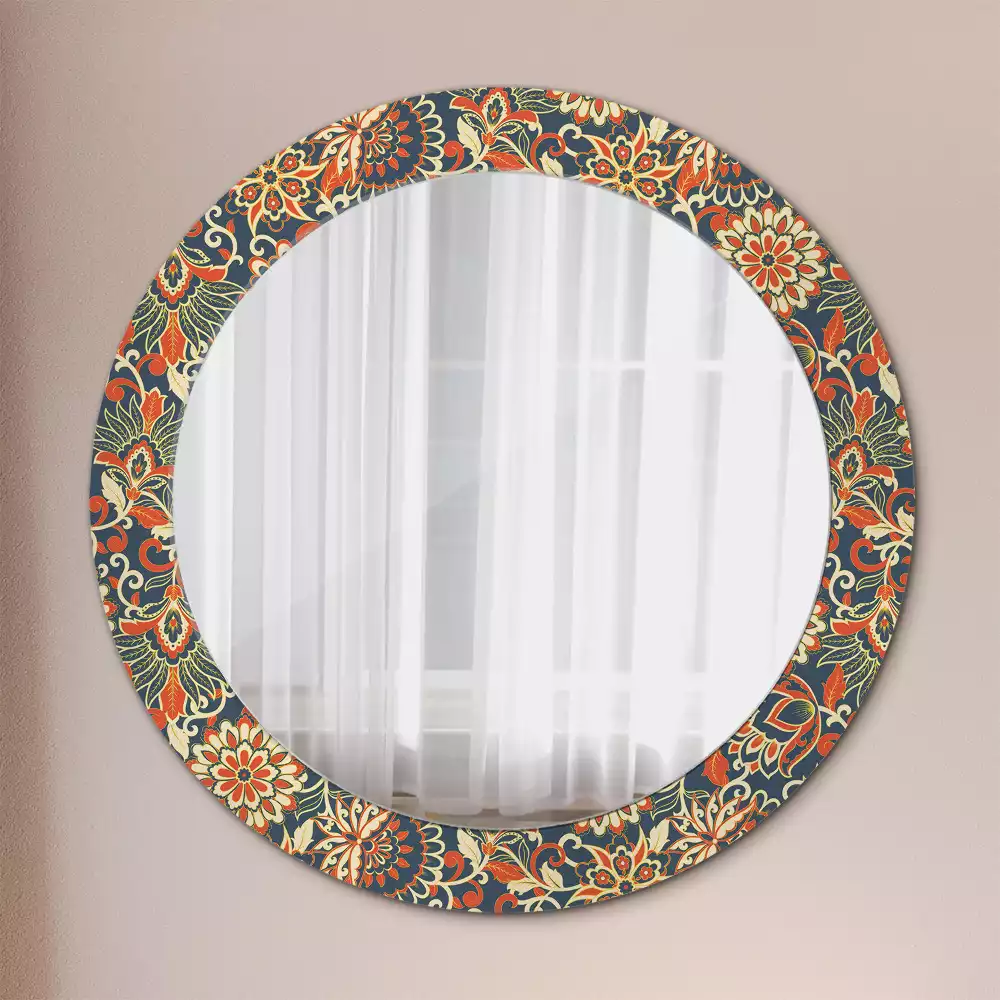 Miroir rond avec décoration Fleurs rétro