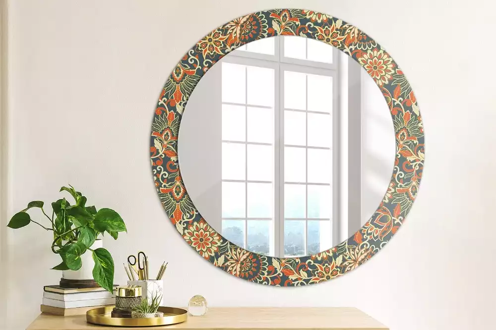 Miroir rond avec décoration Fleurs rétro