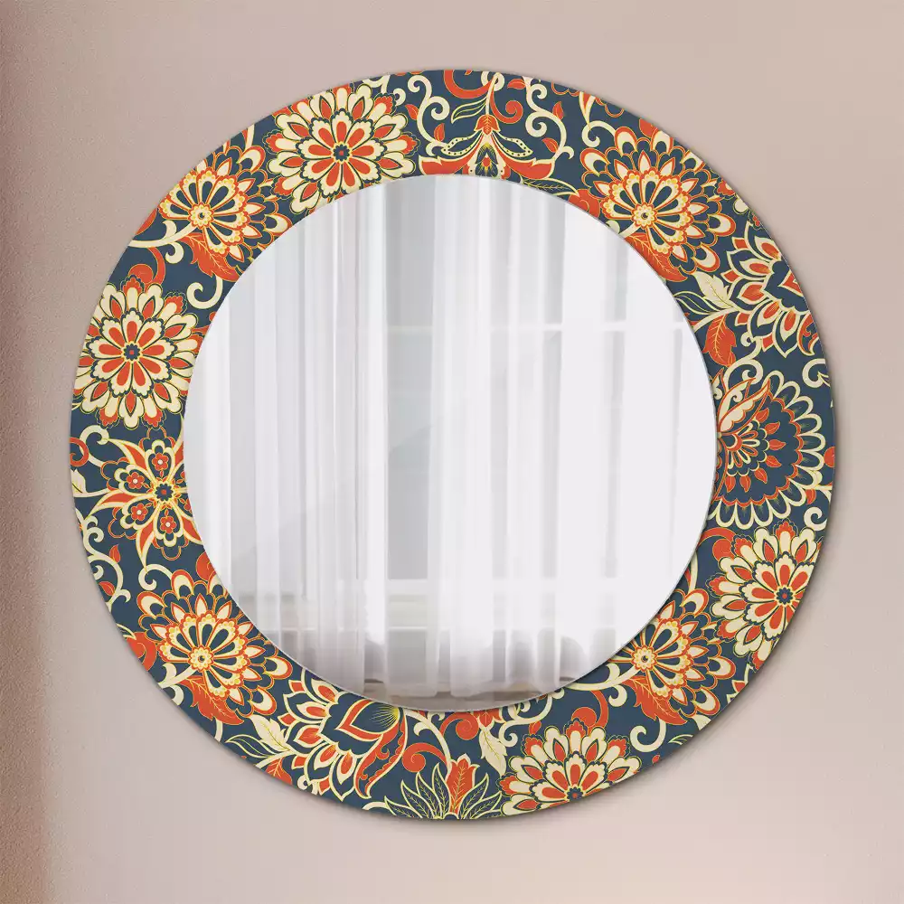 Miroir rond avec décoration Fleurs rétro