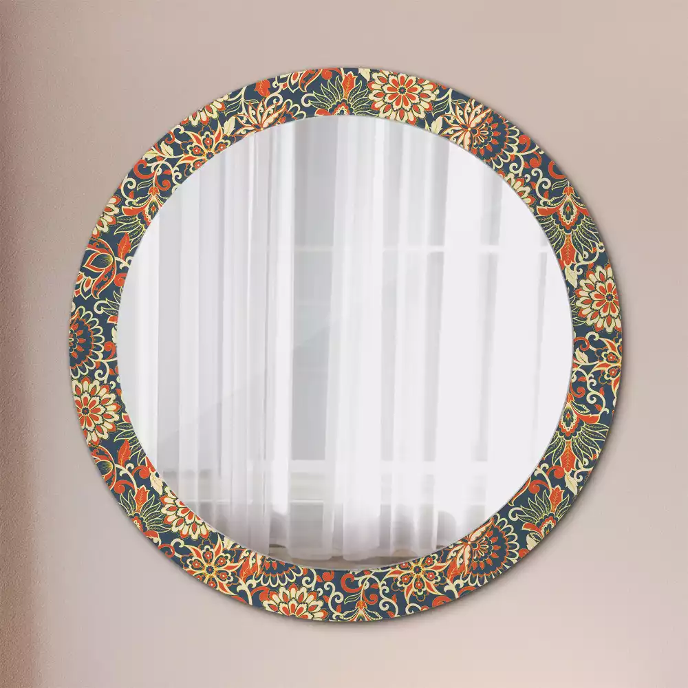 Miroir rond avec décoration Fleurs rétro