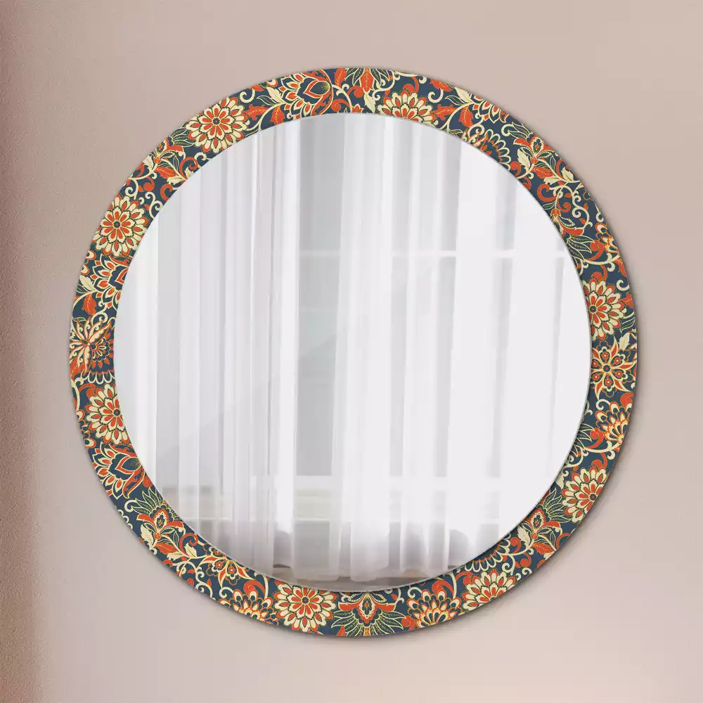 Miroir rond avec décoration Fleurs rétro