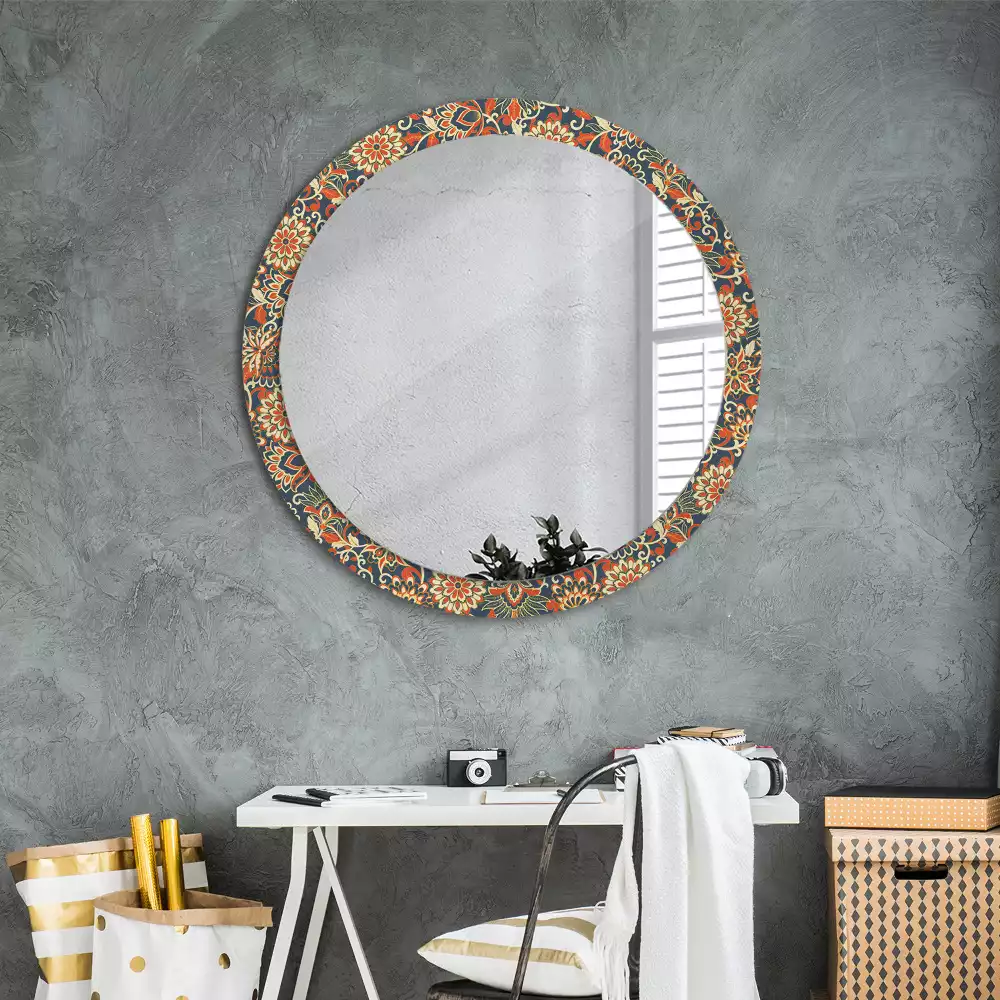 Miroir rond avec décoration Fleurs rétro