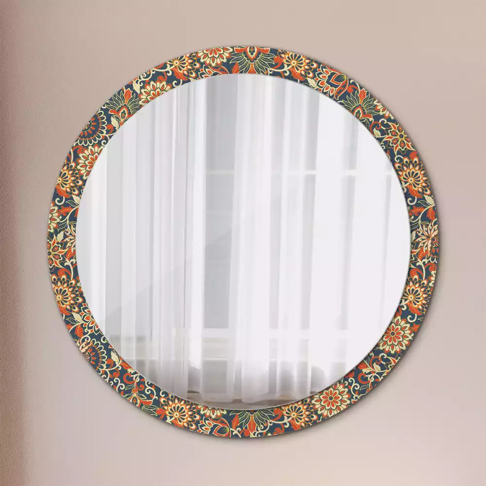 Miroir rond avec décoration Fleurs rétro