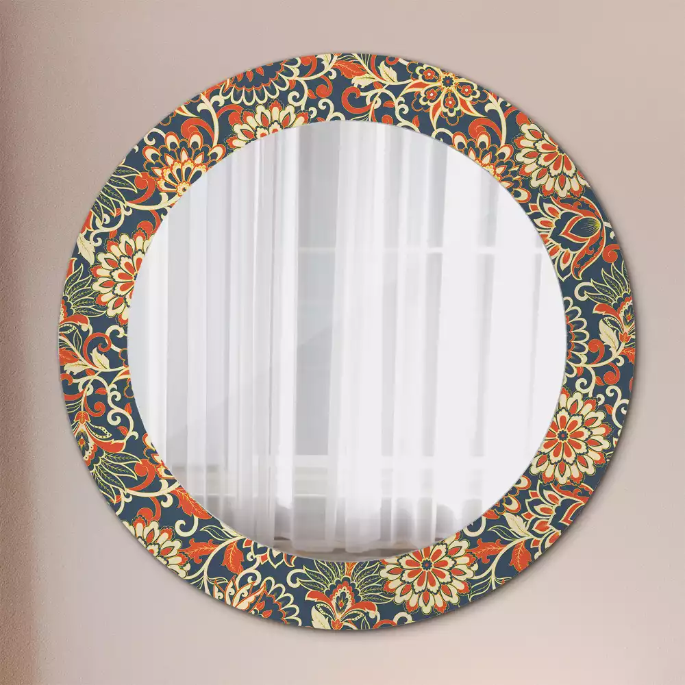 Miroir rond avec décoration Fleurs rétro