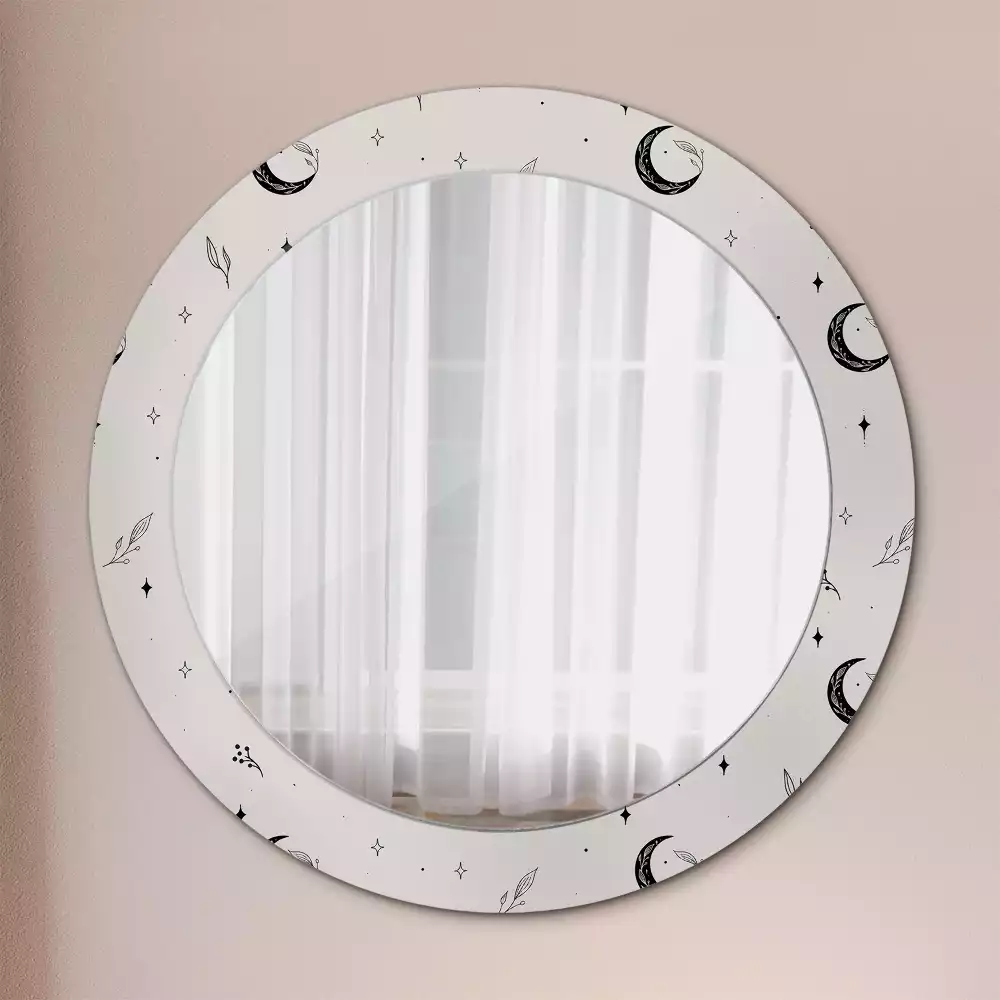 Miroir rond imprimé Plantes doodle