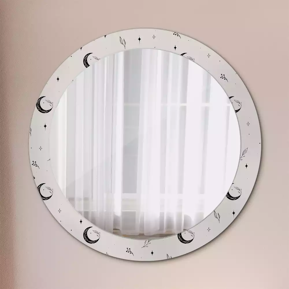Miroir rond imprimé Plantes doodle