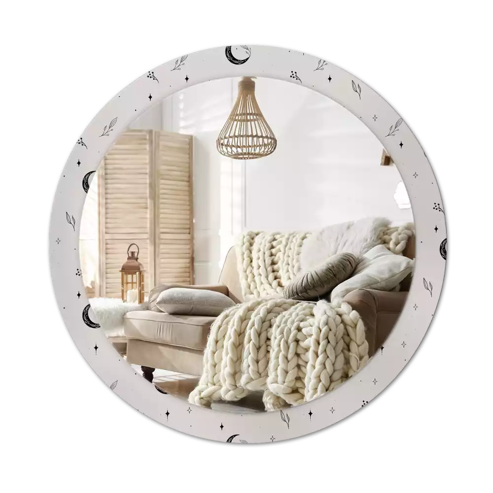 Miroir rond imprimé Plantes doodle