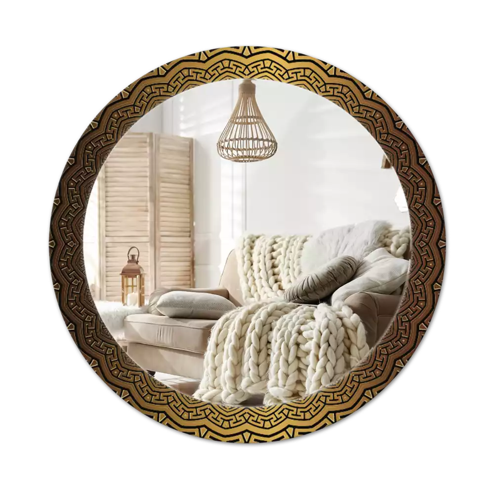 Miroir rond avec décoration Ornement grec
