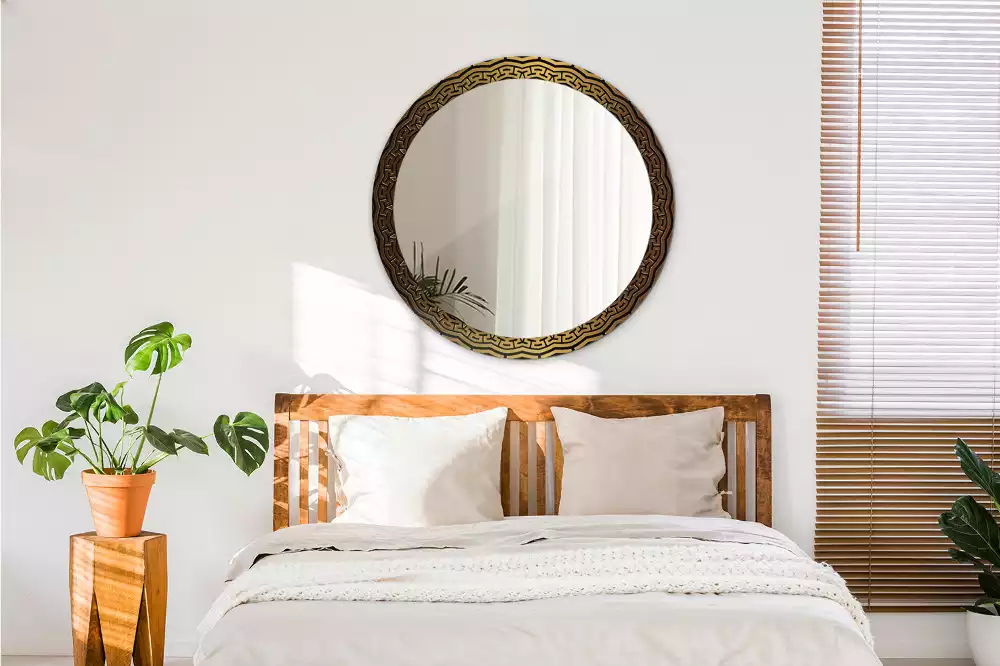 Miroir rond avec décoration Ornement grec