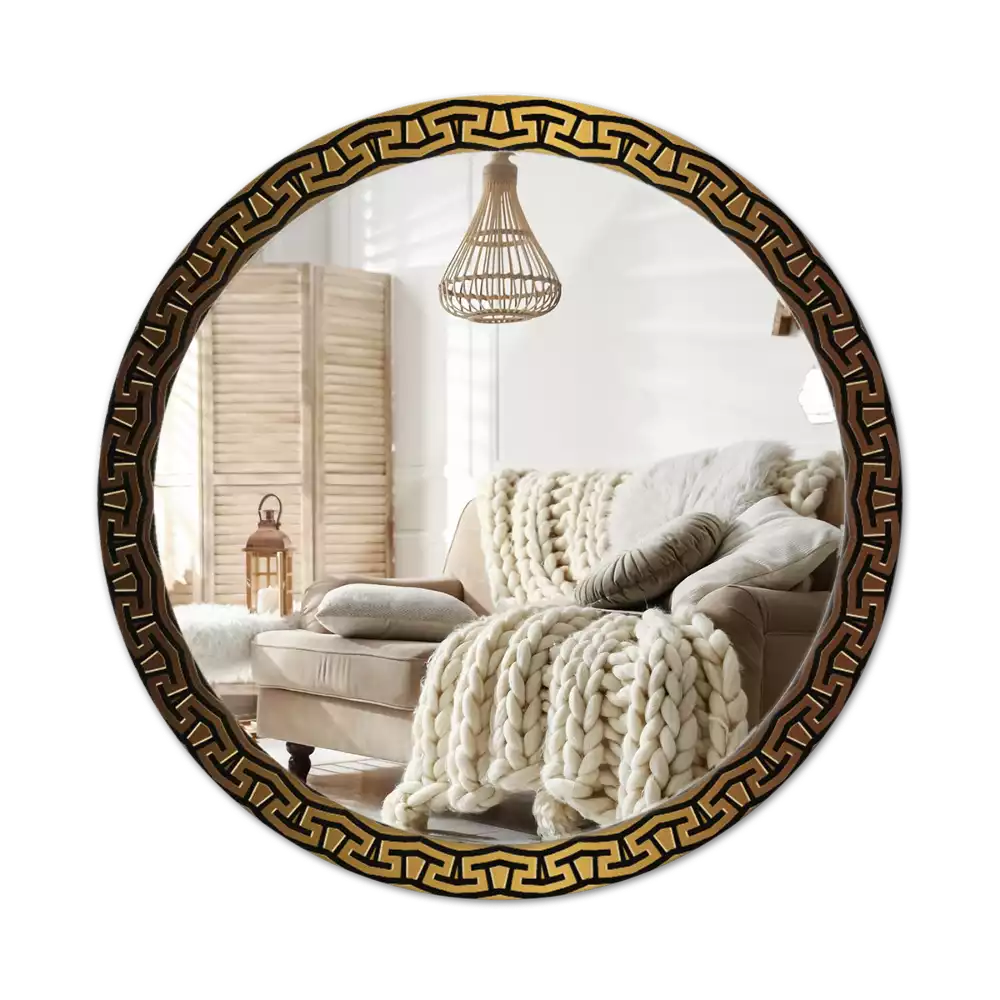 Miroir rond avec décoration Ornement grec