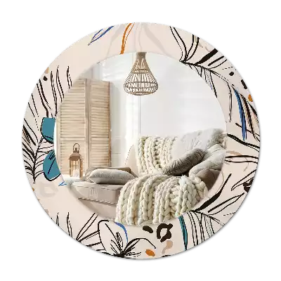 Miroir rond imprimé Fleurs style jungle