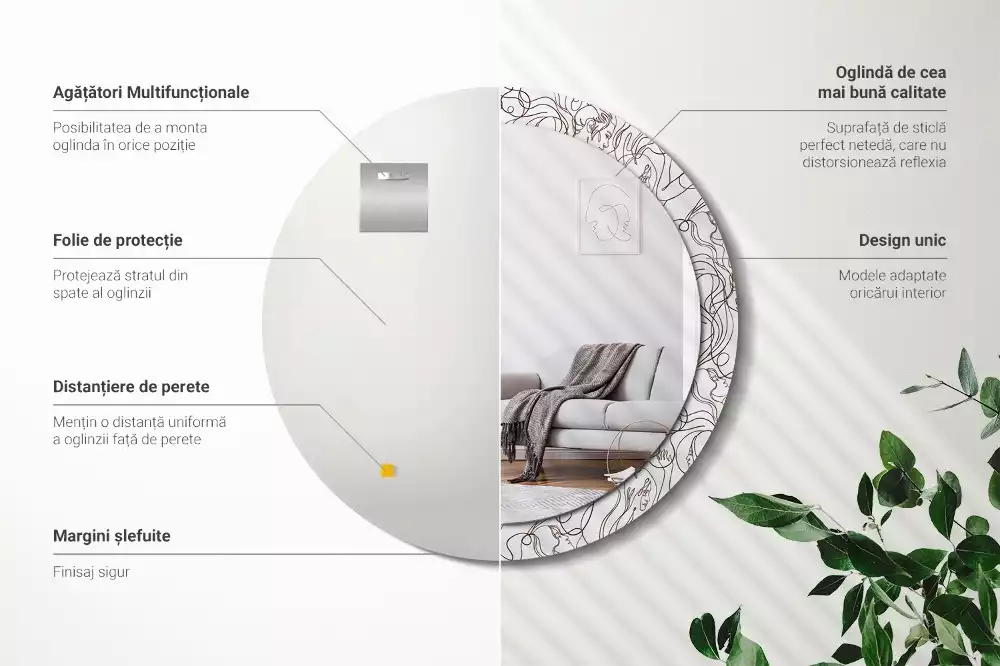 Miroir rond imprimé Visages en ligne