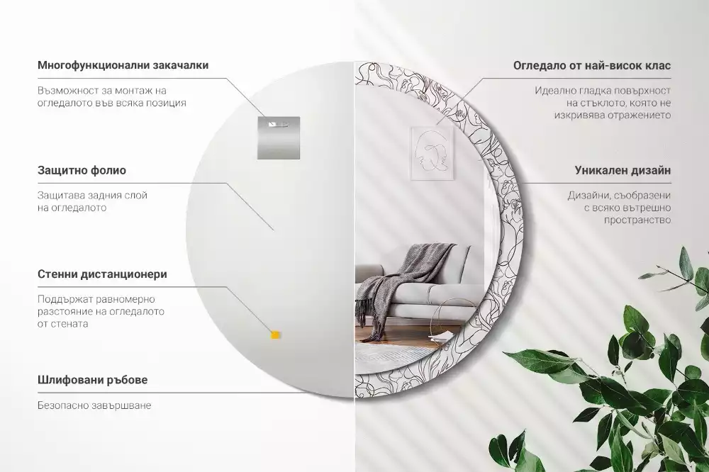 Miroir rond imprimé Visages en ligne