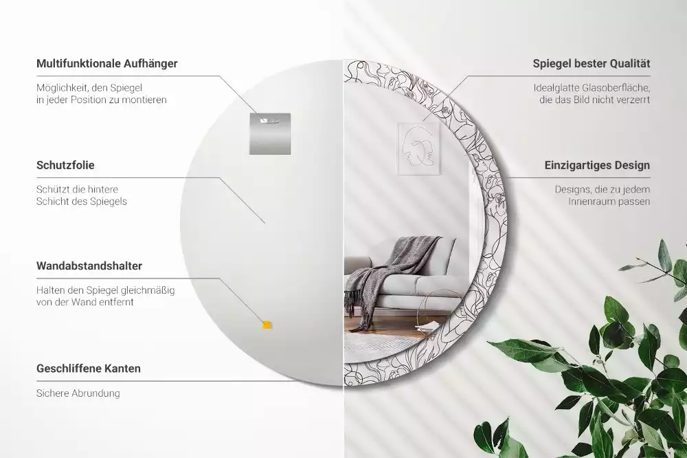 Miroir rond imprimé Visages en ligne