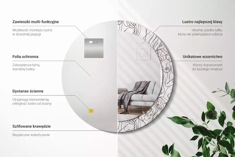 Miroir rond imprimé Visages en ligne