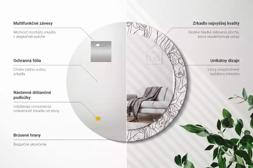 Miroir rond imprimé Visages en ligne