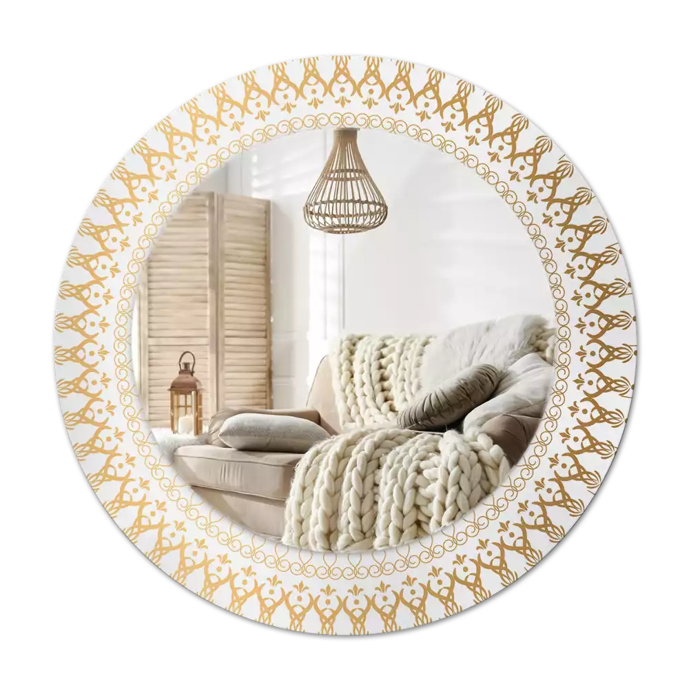 Miroir rond avec décoration Mandala indien