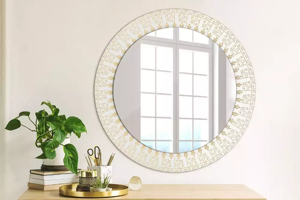 Miroir rond avec décoration Mandala indien