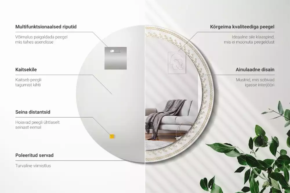 Miroir rond avec décoration Mandala indien