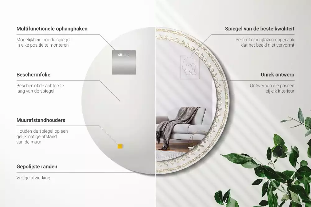 Miroir rond avec décoration Mandala indien