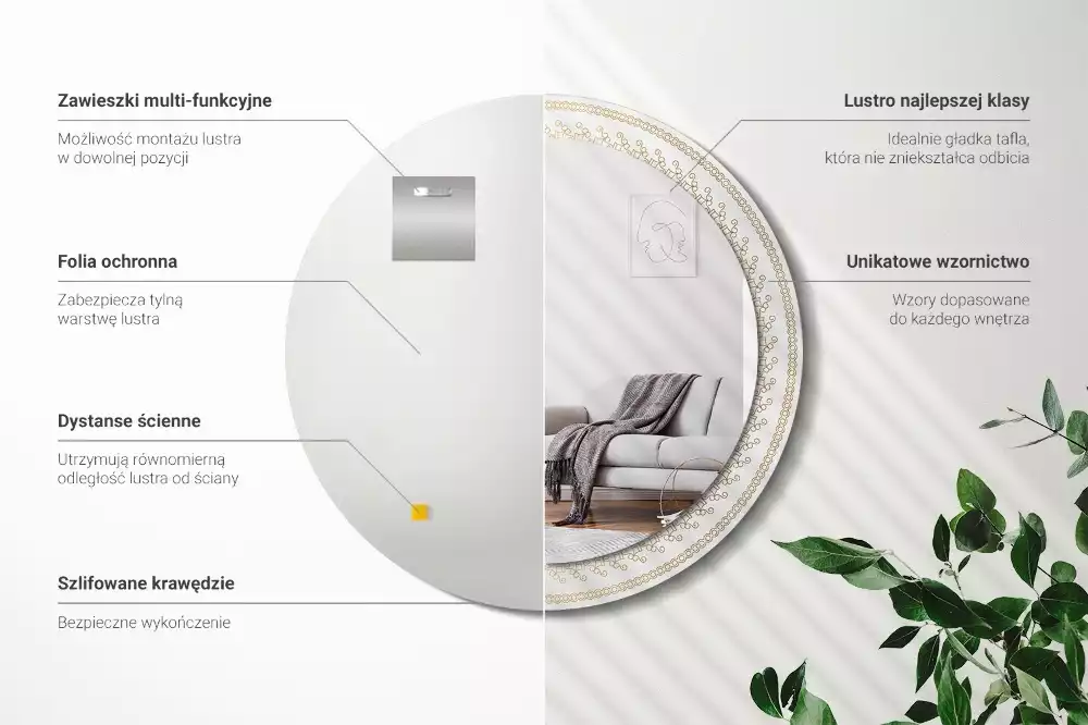 Miroir rond avec décoration Mandala indien