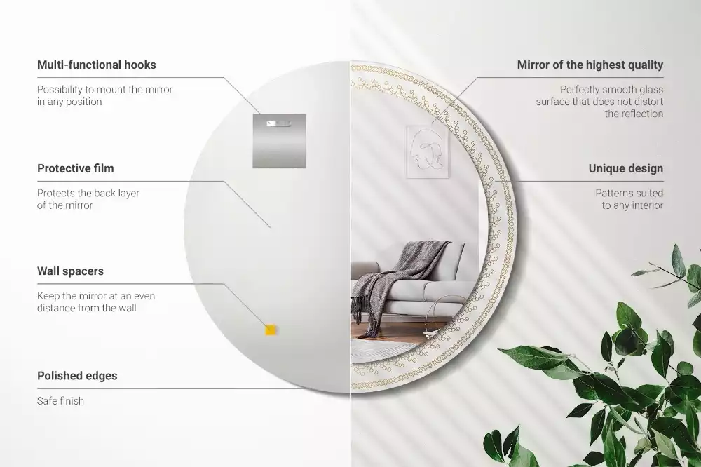 Miroir rond avec décoration Mandala indien