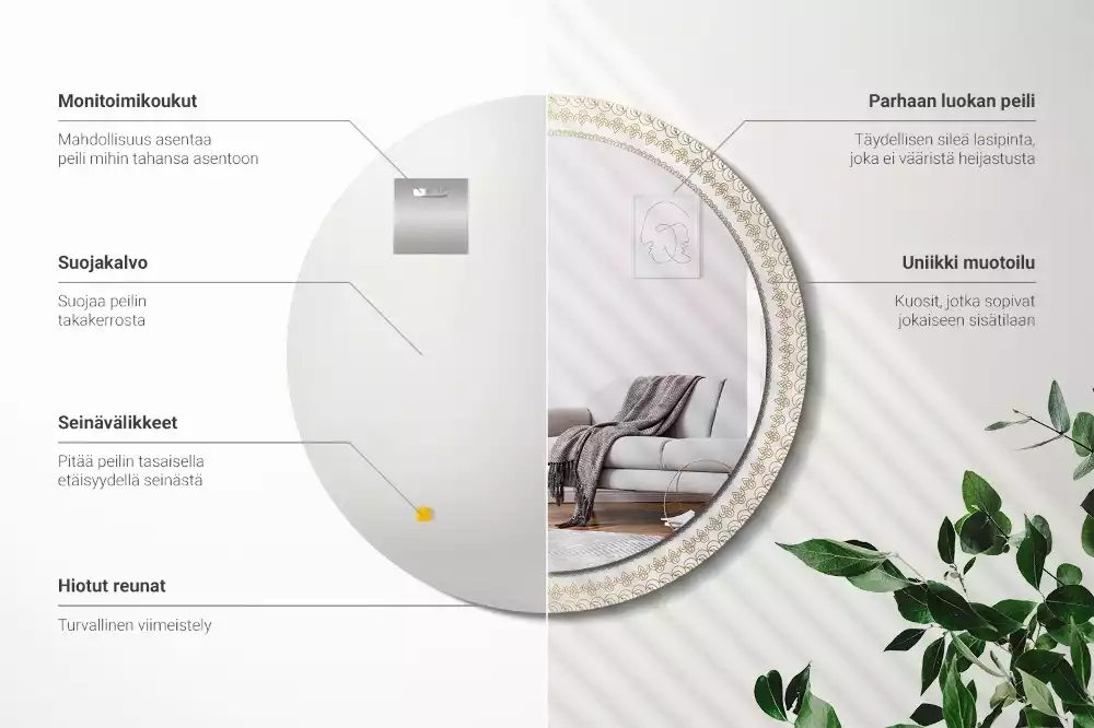 Miroir rond avec décoration Mandala indien