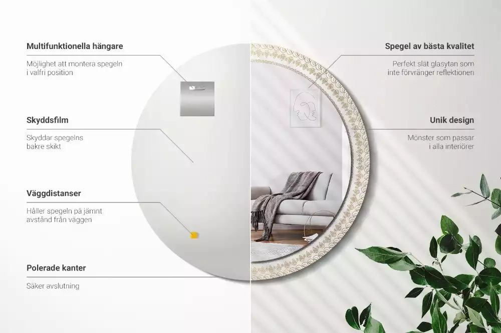 Miroir rond avec décoration Mandala indien